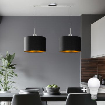 Eglo - Lámpara LED colgante TUNJA 2xE27/60W/230V negro