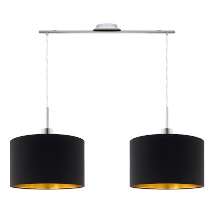 Eglo - Lámpara LED colgante TUNJA 2xE27/60W/230V negro