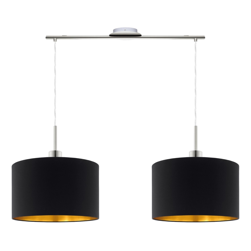Eglo - Lámpara LED colgante TUNJA 2xE27/60W/230V negro