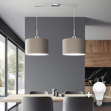 Eglo - Lámpara LED colgante TUNJA 2xE27/60W/230V taupe