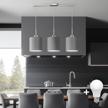Eglo - Lámpara LED colgante TUNJA 3xE27/60W/230V gris