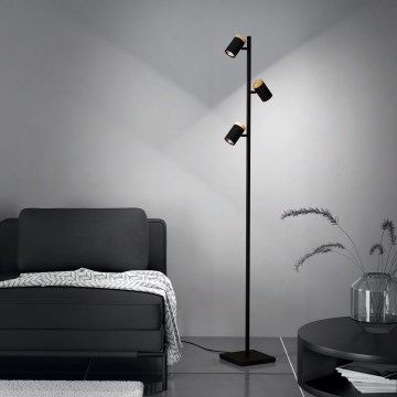 Eglo - Lámpara LED de pie 3xGU10/4,5W/230V 3000K negro/marrón