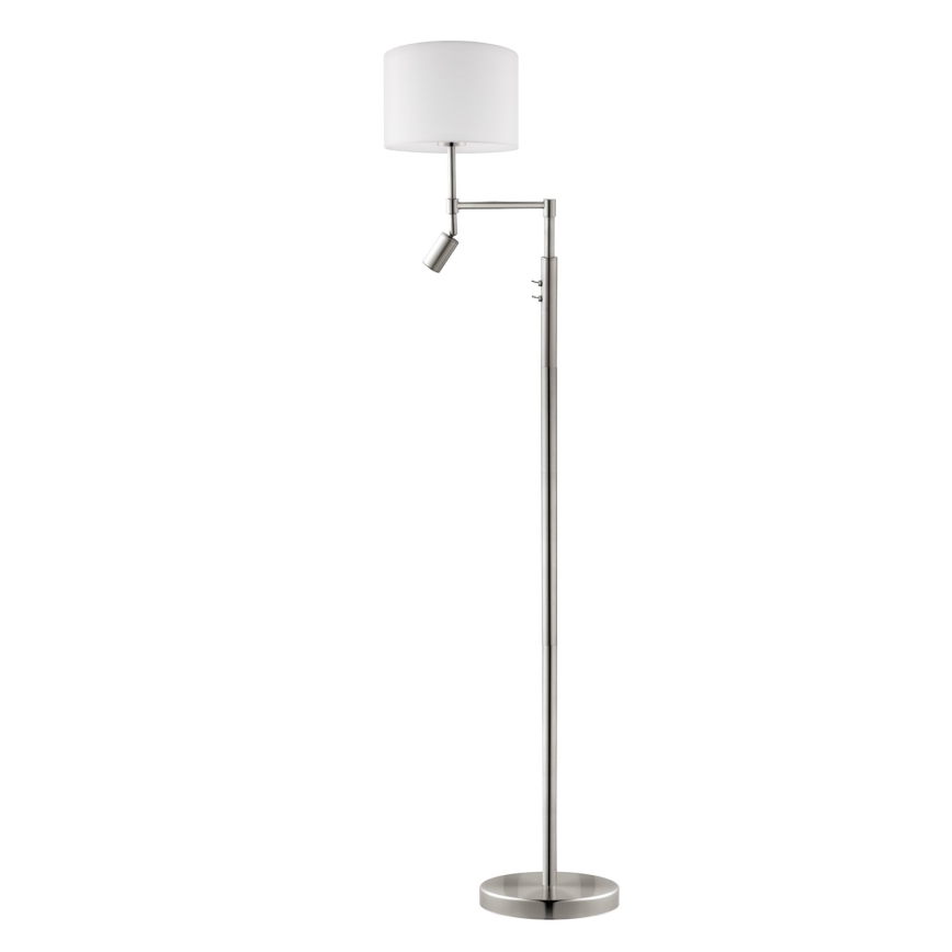 Eglo - Lámpara LED de pie TUNJA 1xE27/60W/230V + LED/2,1W diá. 30 cm cromo mate/blanco