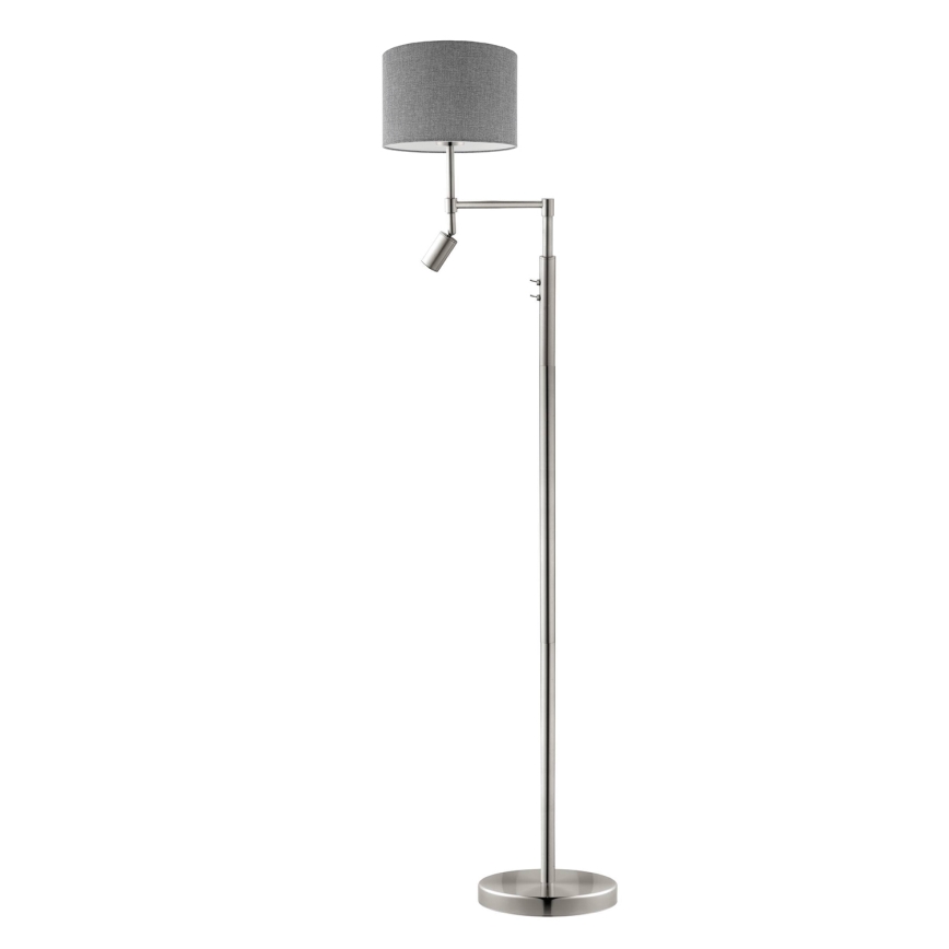 Eglo - Lámpara LED de pie TUNJA 1xE27/60W/230V + LED/2,1W diá. 30 cm cromo mate/gris