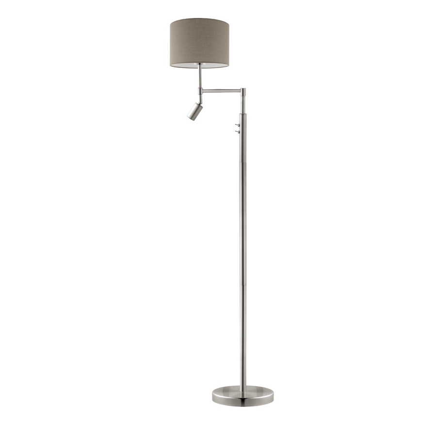Eglo - Lámpara LED de pie TUNJA 1xE27/60W/230V + LED/2,1W diá. 30 cm cromo mate/taupe