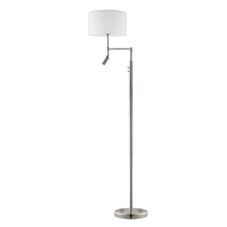 Eglo - Lámpara LED de pie TUNJA 1xE27/60W/230V + LED/2,1W diá. 38 cm cromo mate/blanco