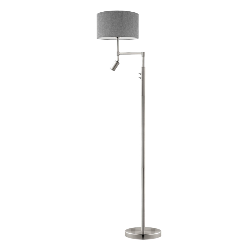 Eglo - Lámpara LED de pie TUNJA 1xE27/60W/230V + LED/2,1W diá. 38 cm cromo mate/gris