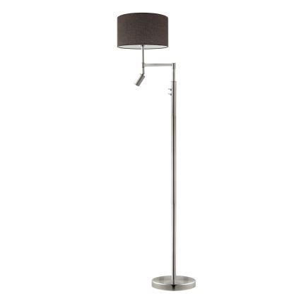Eglo - Lámpara LED de pie TUNJA 1xE27/60W/230V + LED/2,1W diá. 38 cm cromo mate/marrón