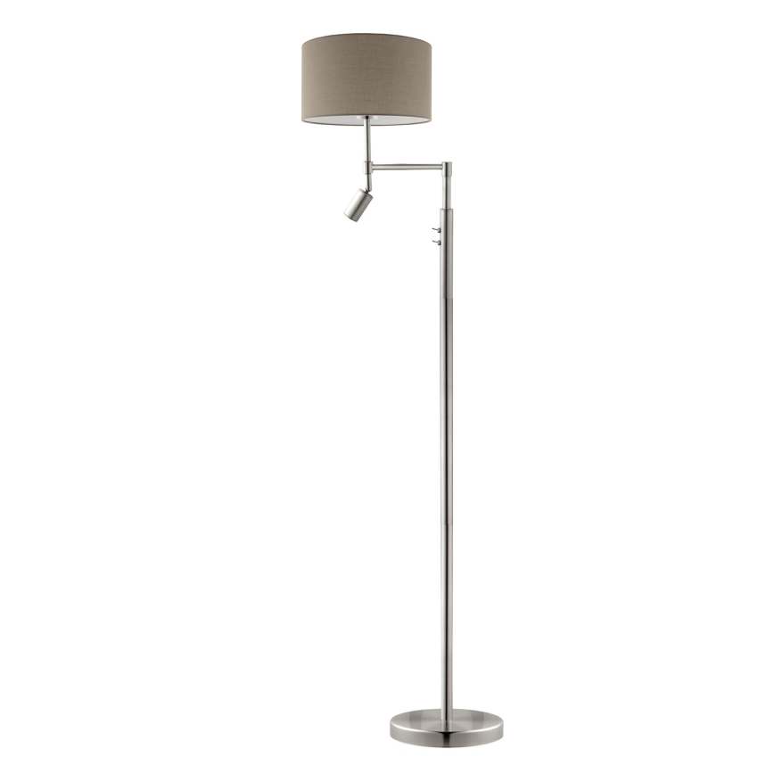 Eglo - Lámpara LED de pie TUNJA 1xE27/60W/230V + LED/2,1W diá. 38 cm cromo mate/taupe