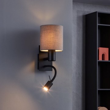 Eglo - Lámpara LED flexible 1xE27/40W/230V + LED/3,8W marrón