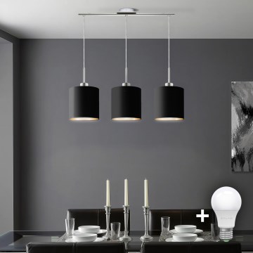 Eglo - LED Lámpara colgante TUNJA 3xE27/60W/230V negro