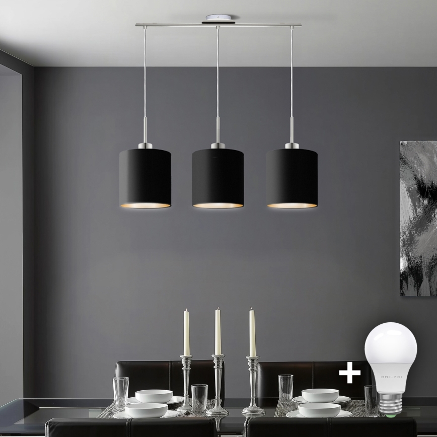 Eglo - LED Lámpara colgante TUNJA 3xE27/60W/230V negro
