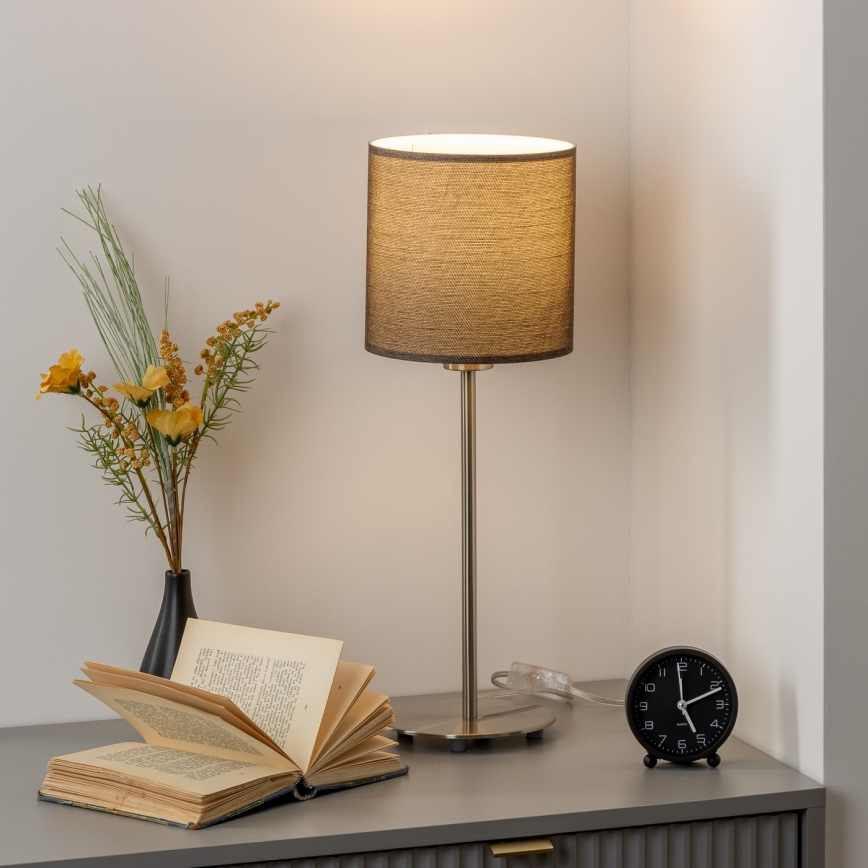 Eglo - LED Lámpara de mesa TUNJA 1xE27/60W/230V 38,5 cm cromo mate/marrón