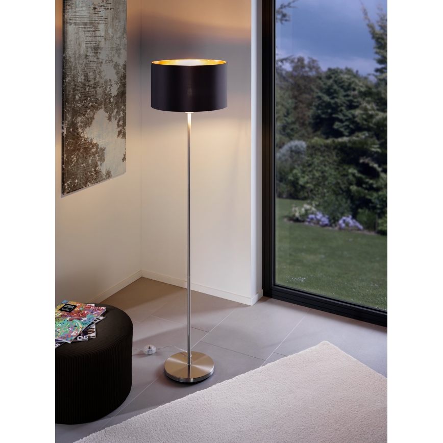 Eglo - LED Lámpara de pie TUNJA 1xE27/60W/230V cromo mate/negro