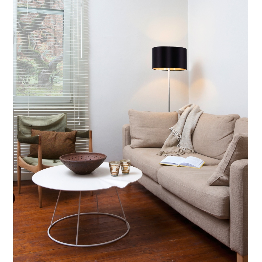 Eglo - LED Lámpara de pie TUNJA 1xE27/60W/230V cromo mate/negro