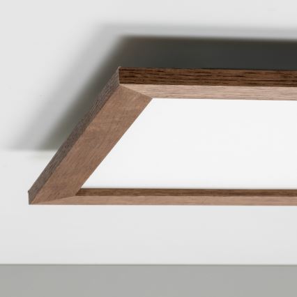 Eglo - LED Panel fijo regulable POZZALLO WOOD LED/21W/230V 2700-6500K 49,5x49,5 cm marón oscuro + control remoto