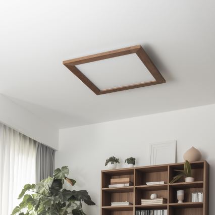 Eglo - LED Panel fijo regulable POZZALLO WOOD LED/21W/230V 2700-6500K 49,5x49,5 cm marón oscuro + control remoto