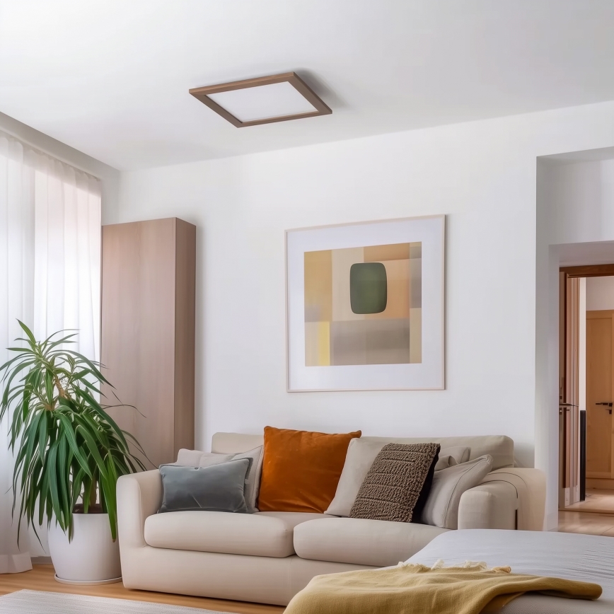 Eglo - LED Panel fijo regulable POZZALLO WOOD LED/21W/230V 2700-6500K 49,5x49,5 cm marón oscuro + control remoto