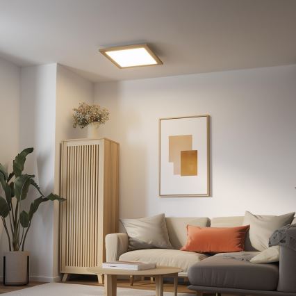 Eglo - LED Panel fijo regulable POZZALLO WOOD LED/21W/230V 2700-6500K 49,5x49,5 cm marrón + control remoto