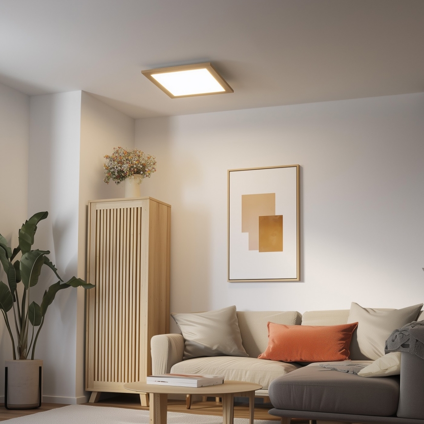 Eglo - LED Panel fijo regulable POZZALLO WOOD LED/21W/230V 2700-6500K 49,5x49,5 cm marrón + control remoto