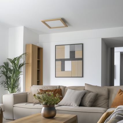 Eglo - LED Panel fijo regulable POZZALLO WOOD LED/21W/230V 2700-6500K 49,5x49,5 cm marrón + control remoto