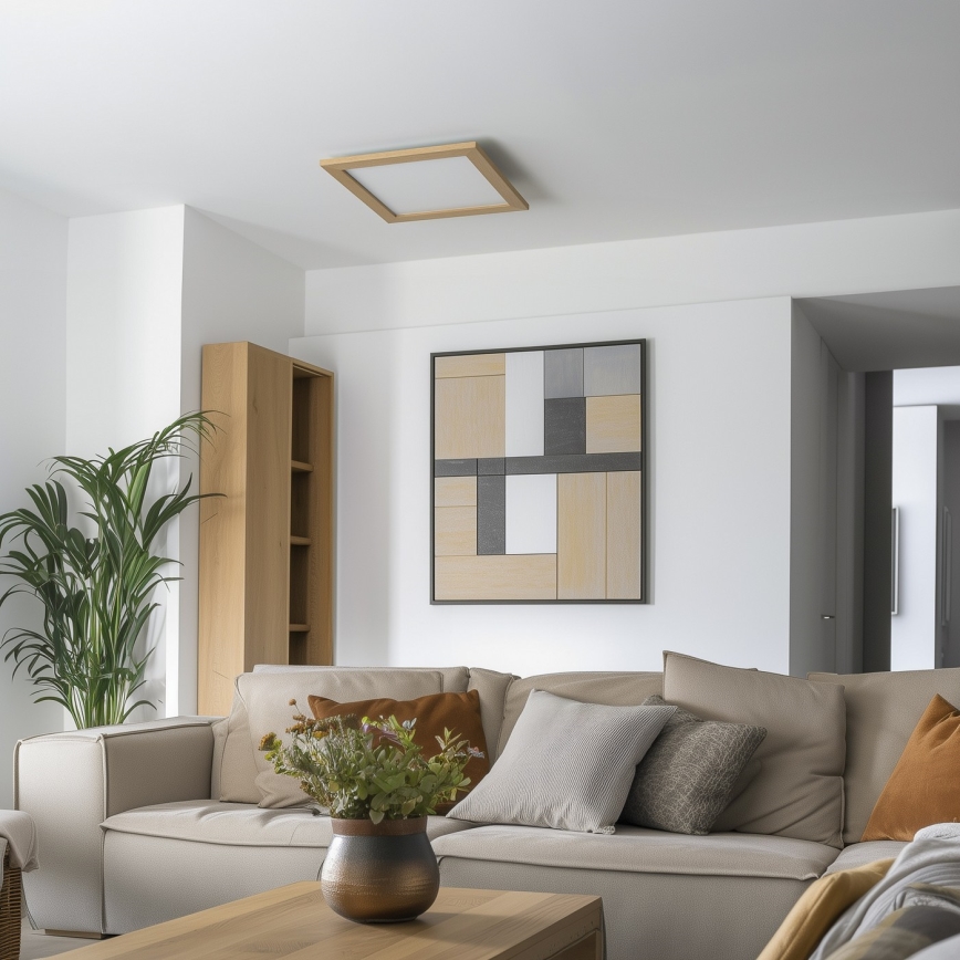 Eglo - LED Panel fijo regulable POZZALLO WOOD LED/21W/230V 2700-6500K 49,5x49,5 cm marrón + control remoto