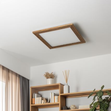 Eglo - LED Panel fijo regulable POZZALLO WOOD LED/21W/230V 2700-6500K 49,5x49,5 cm marrón + control remoto