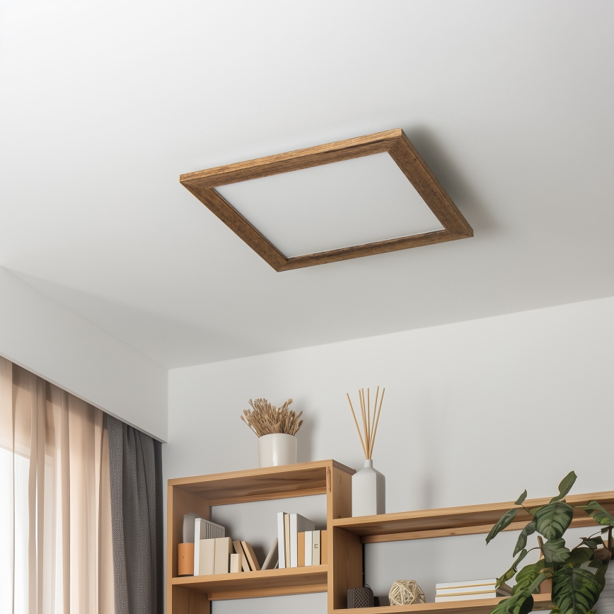 Eglo - LED Panel fijo regulable POZZALLO WOOD LED/21W/230V 2700-6500K 49,5x49,5 cm marrón + control remoto