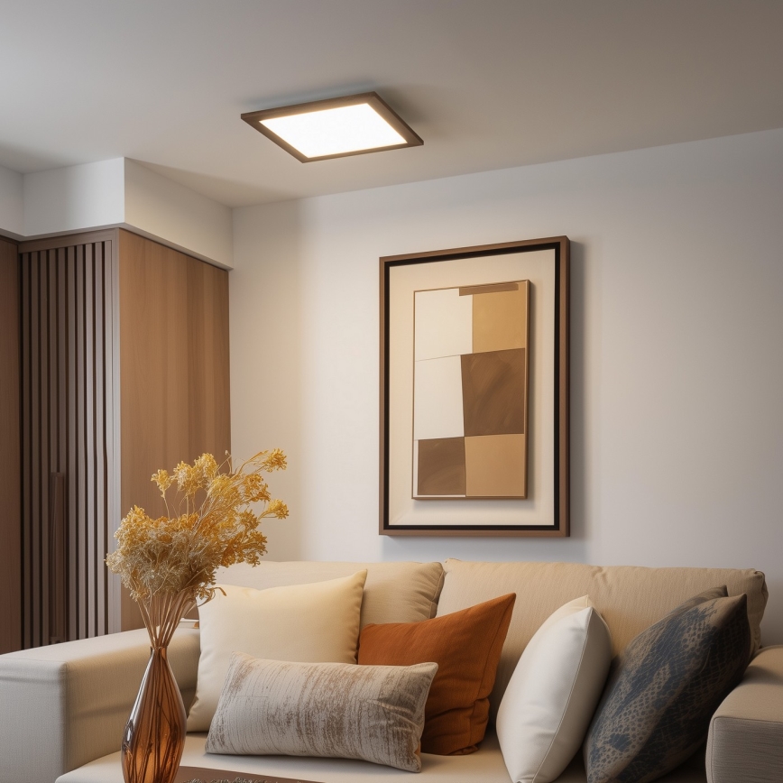 Eglo - LED Panel fijo regulable POZZALLO WOOD LED/21W/230V 2700-6500K 49,5x49,5 cm marrón + control remoto