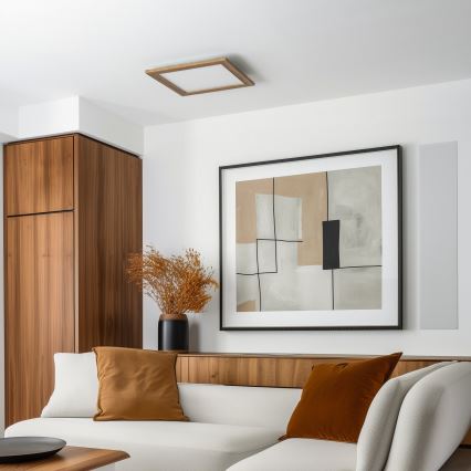 Eglo - LED Panel fijo regulable POZZALLO WOOD LED/21W/230V 2700-6500K 49,5x49,5 cm marrón + control remoto