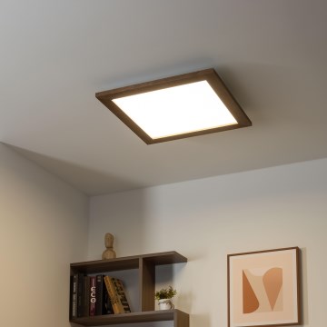Eglo - LED Panel fijo regulable POZZALLO WOOD LED/21W/230V 2700-6500K 49,5x49,5 cm marón oscuro + control remoto