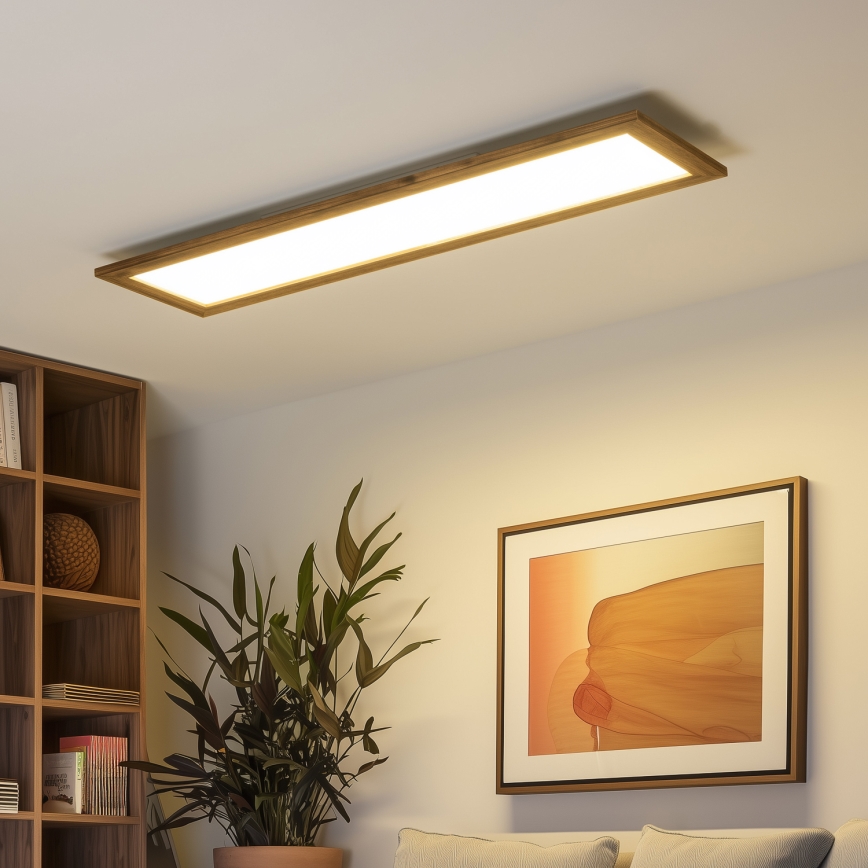 Eglo - Panel LED RGBW de superficie/empotrado regulable SALOBRENA-C WOOD LED/34W/230V 2700-6500K 34x124 cm marrón + mando a distancia