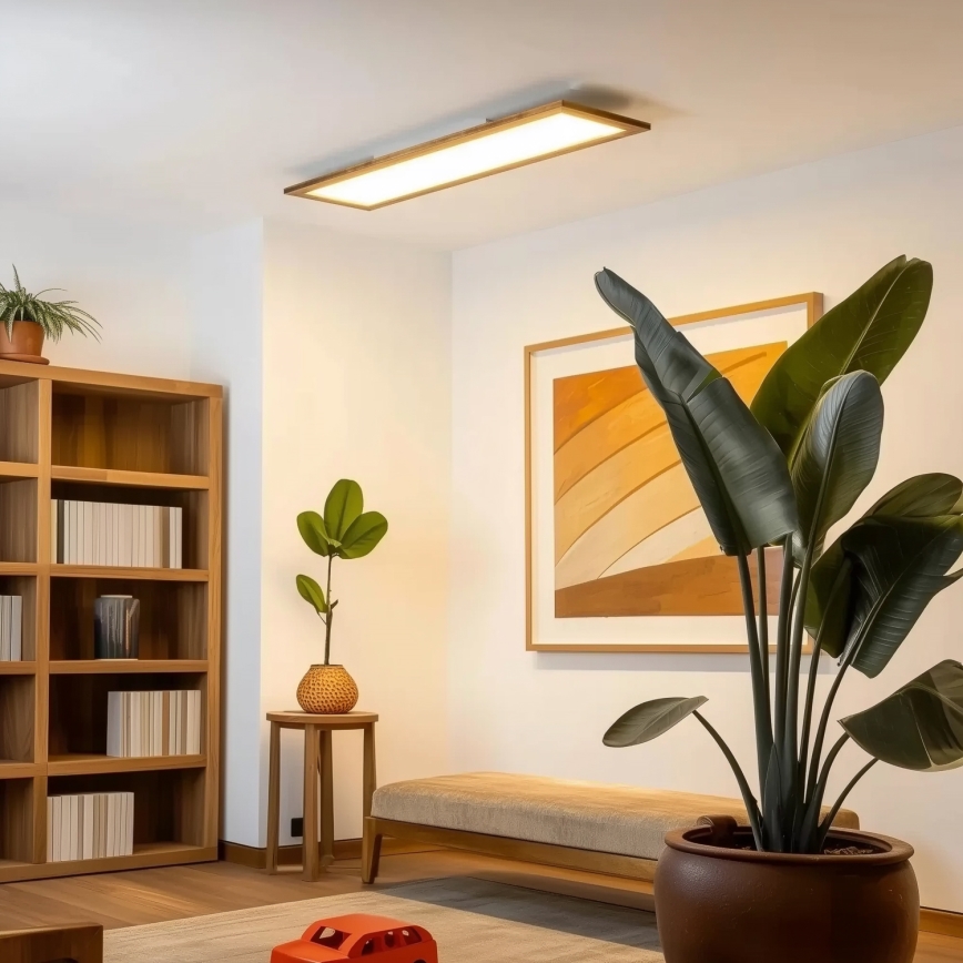 Eglo - Panel LED RGBW de superficie/empotrado regulable SALOBRENA-C WOOD LED/34W/230V 2700-6500K 34x124 cm marrón + mando a distancia