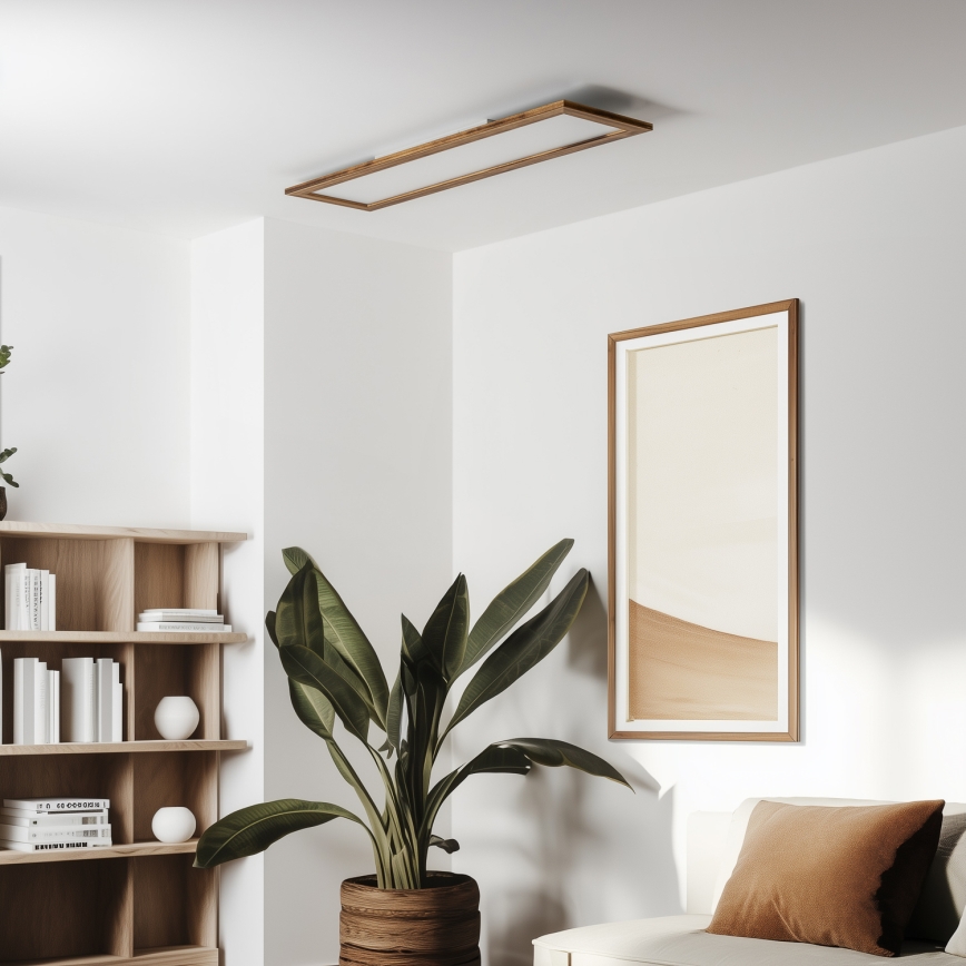 Eglo - Panel LED RGBW de superficie/empotrado regulable SALOBRENA-C WOOD LED/34W/230V 2700-6500K 34x124 cm marrón + mando a distancia