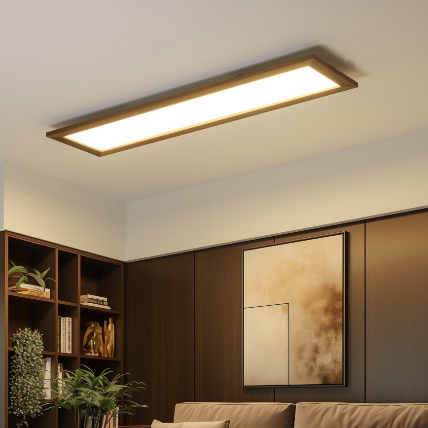 Eglo - Panel LED RGBW de superficie/empotrado regulable SALOBRENA-C WOOD LED/34W/230V 2700-6500K 34x124 cm marrón oscuro + mando a distancia