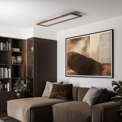 Eglo - Panel LED RGBW de superficie/empotrado regulable SALOBRENA-C WOOD LED/34W/230V 2700-6500K 34x124 cm marrón oscuro + mando a distancia
