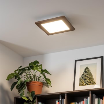 Eglo - LED RGBW Panel fijo regulable SALOBRENA-C WOOD LED/16W/230V 2700-6500K 34x34 cm marón oscuro + control remoto