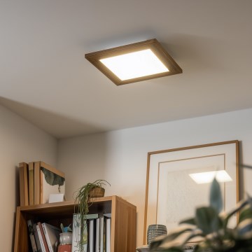Eglo - LED RGBW Panel fijo regulable SALOBRENA-C WOOD LED/16W/230V 2700-6500K 34x34 cm marrón + control remoto