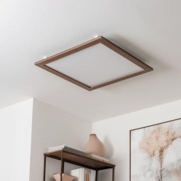 Eglo - LED RGBW Panel fijo regulable SALOBRENA-C WOOD LED/34W/230V 2700-6500K 64x64 cm marón oscuro + control remoto