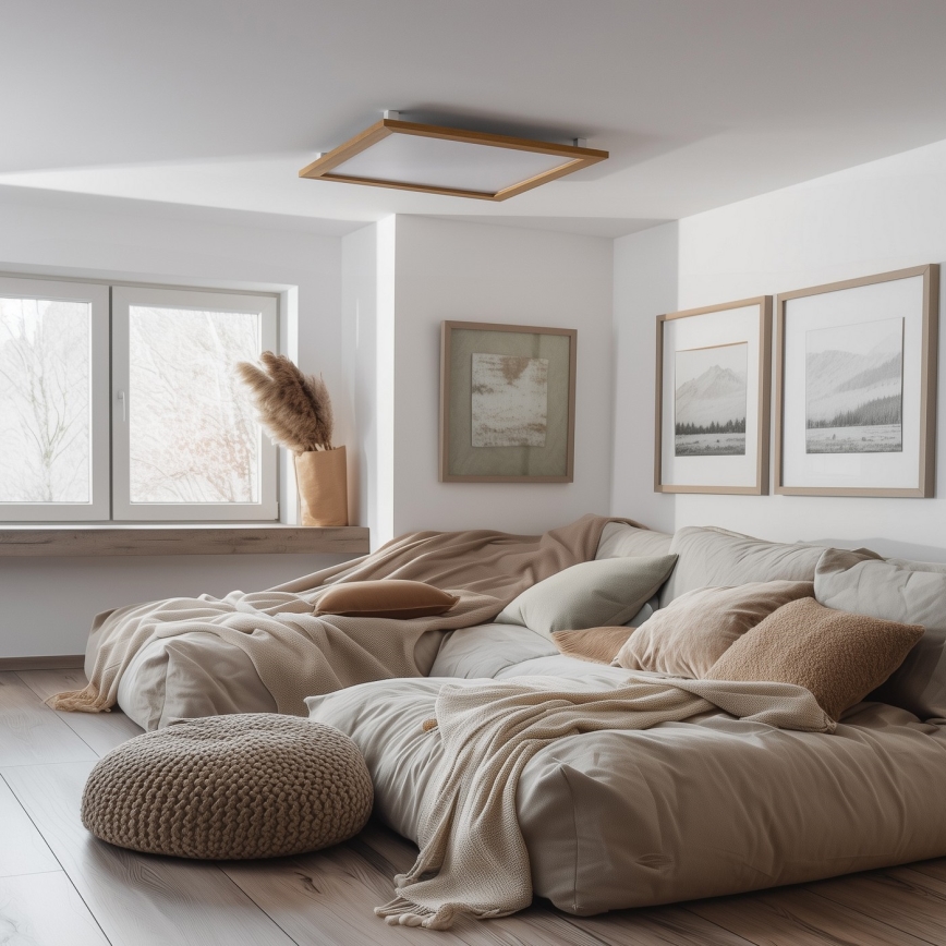 Eglo - Panel LED de superficie SALOBRENA-RW WOOD LED/34W/230V 2700/4000K 64x64 cm marrón
