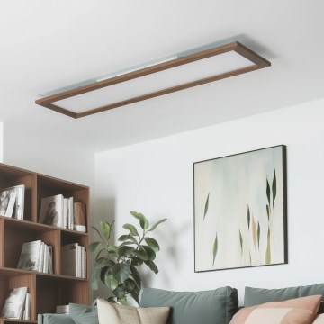 Eglo - Panel LED RGBW de superficie/empotrado regulable SALOBRENA-C WOOD LED/34W/230V 2700-6500K 34x124 cm marrón oscuro + mando a distancia