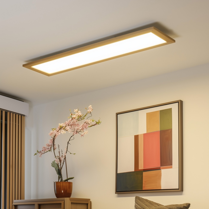 Eglo - Panel LED RGBW de superficie/empotrado regulable SALOBRENA-C WOOD LED/34W/230V 2700-6500K 34x124 cm marrón + mando a distancia