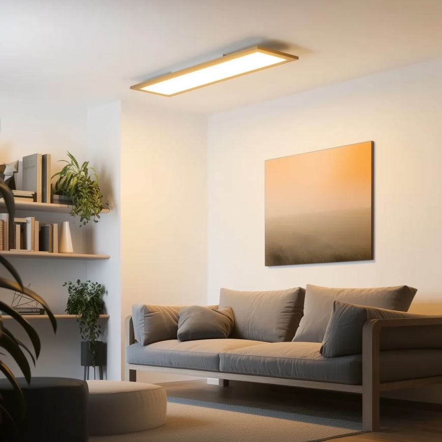 Eglo - Panel LED RGBW de superficie/empotrado regulable SALOBRENA-C WOOD LED/34W/230V 2700-6500K 34x124 cm marrón + mando a distancia