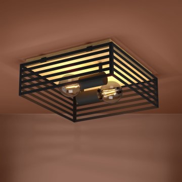 Eglo - Plafón 2xE27/40W/230V negro/marrón
