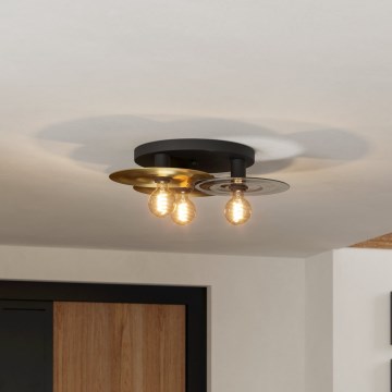 Eglo - Plafón 3xE27/40W/230V dorado/negro