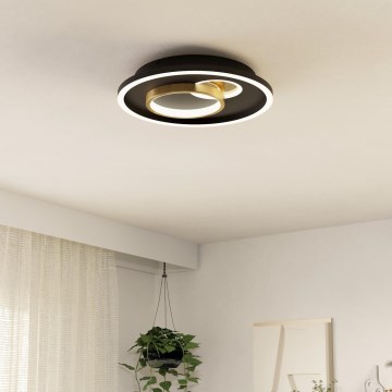Eglo - Plafón LED 1xLED/14W/230V + 1xLED/8,5W diá. 38 cm negro/dorado