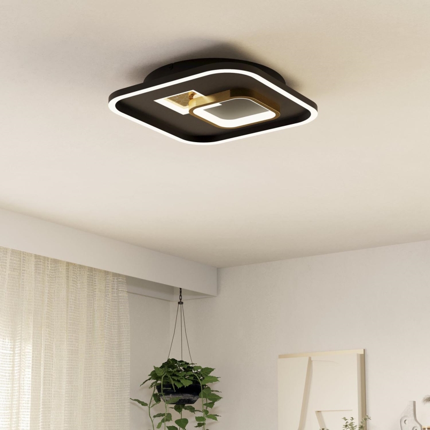 Eglo - Plafón LED 1xLED/16,2W/230V + 1xLED/9,2W 38x38 cm negro/dorado