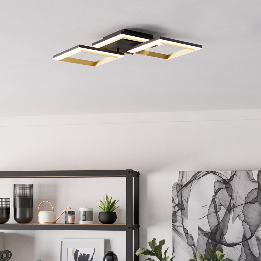 Eglo - Plafón LED regulable LED/20W/230V 4000K negro/dorado