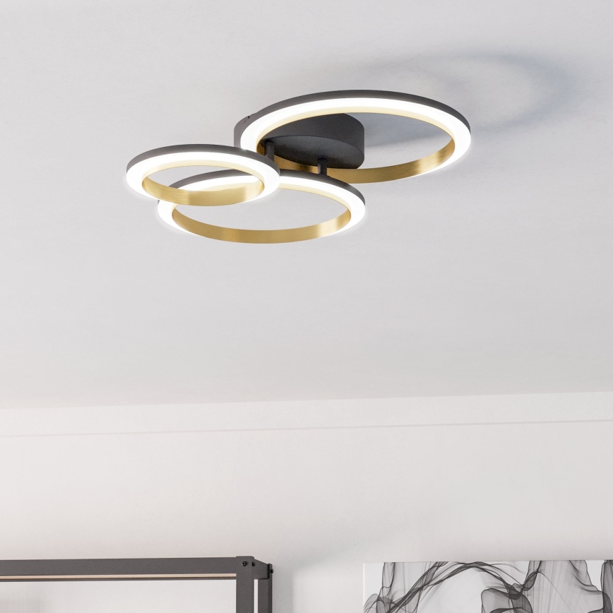 Eglo - Plafón LED regulable LED/20W/230V 4000K negro/dorado