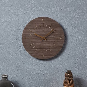 Eglo - Reloj de pared 1xAA diá. 30 cm marrón